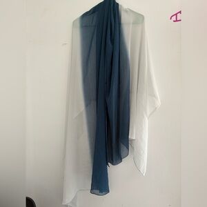 white and navy blue dupatta chunni | Blue and White Sheer Scarf
